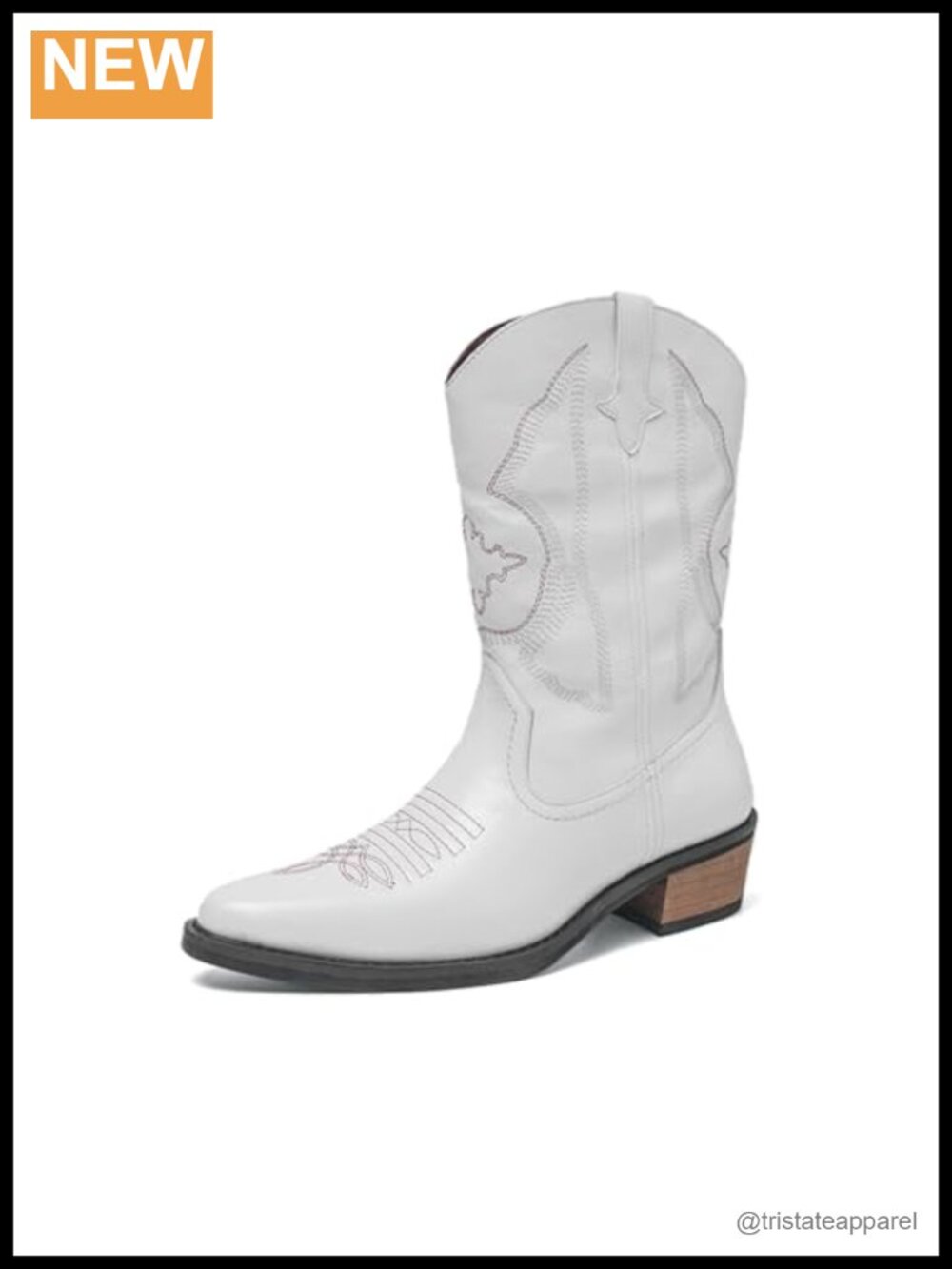 Men's Western Cowboy Boots PU Leather Pointed Toe Slip Resistant Calf High